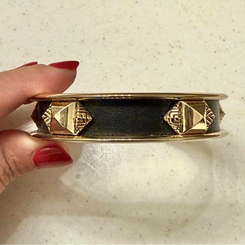 House of Harlow 1960 Gold and Black Studded Bangle
